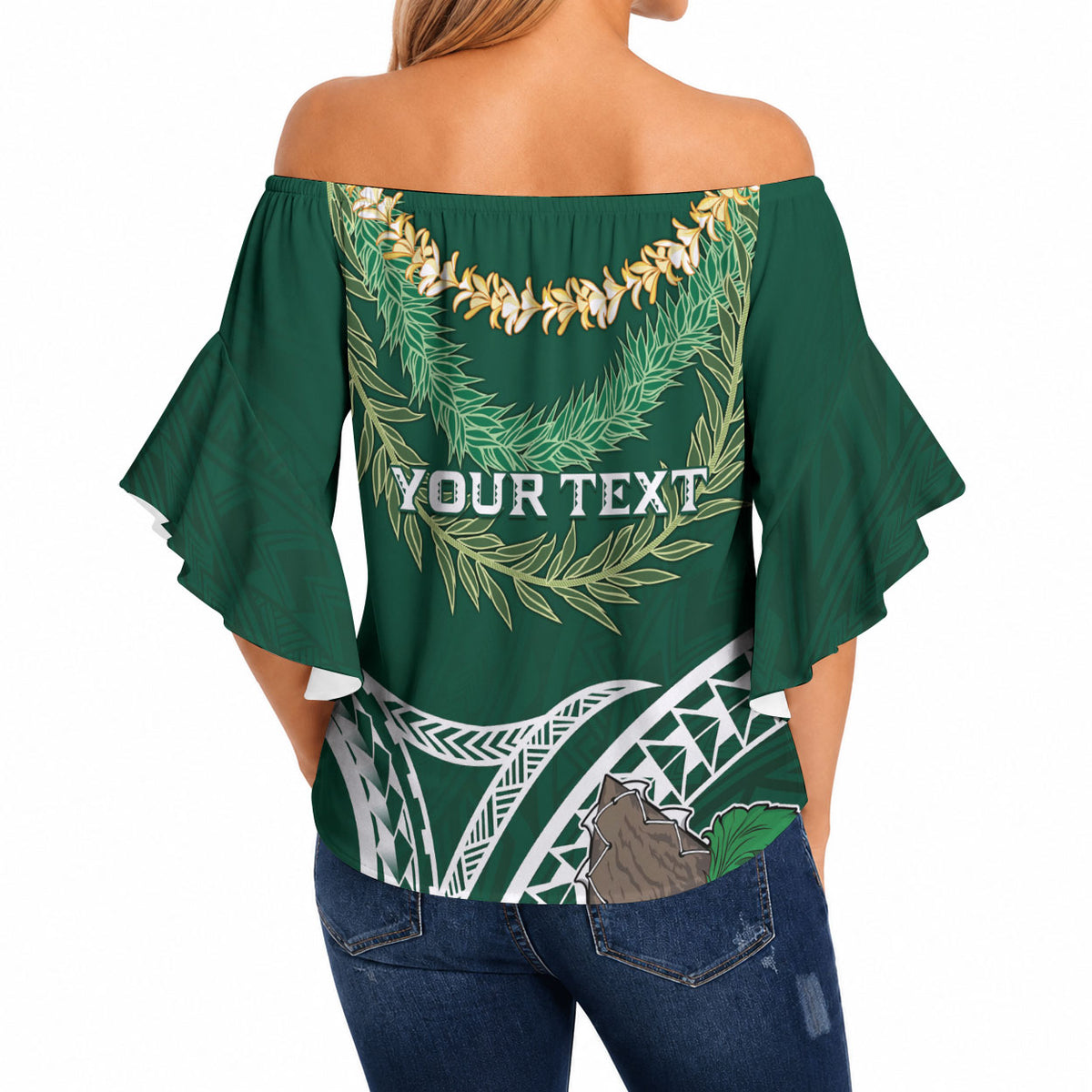 Hawaii Rainbow Warriors Alumni Personalized Off Shoulder Wrap Waist Top Ti Maile Lei - Glory For The Warriors LT7 - Polynesian Pride