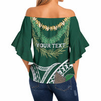 Hawaii Rainbow Warriors Alumni Personalized Off Shoulder Wrap Waist Top Ti Maile Lei - Glory For The Warriors LT7 - Polynesian Pride