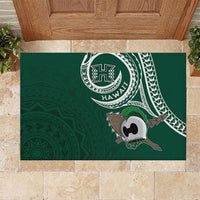 Hawaii Rainbow Warriors Alumni Rubber Doormat Ti Maile Lei - Glory For The Warriors LT7 Dark Green - Polynesian Pride