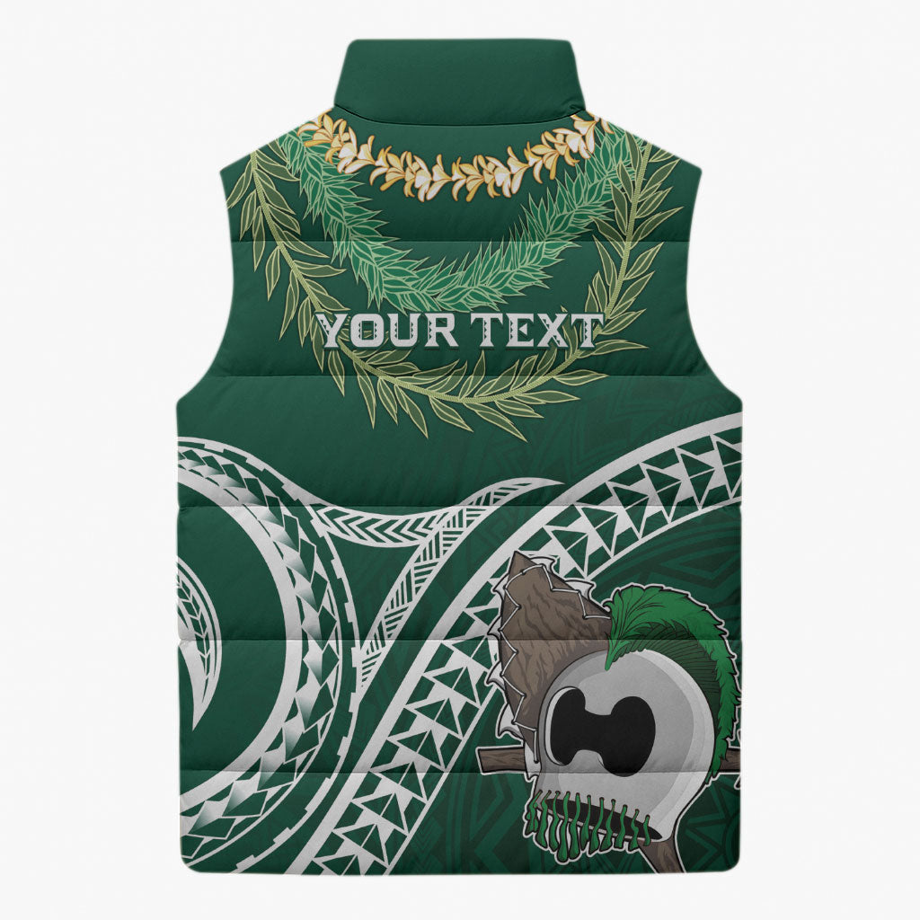 Hawaii Rainbow Warriors Alumni Personalized Sleeveless Puffer Jacket Ti Maile Lei - Glory For The Warriors LT7 - Polynesian Pride