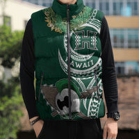 Hawaii Rainbow Warriors Alumni Personalized Sleeveless Puffer Jacket Ti Maile Lei - Glory For The Warriors LT7 - Polynesian Pride