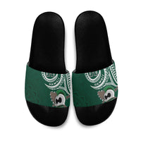 Hawaii Rainbow Warriors Alumni Slide Sandals Ti Maile Lei - Glory For The Warriors LT7 Dark Green - Polynesian Pride