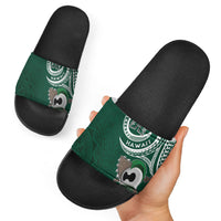 Hawaii Rainbow Warriors Alumni Slide Sandals Ti Maile Lei - Glory For The Warriors LT7 - Polynesian Pride
