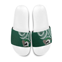 Hawaii Rainbow Warriors Alumni Slide Sandals Ti Maile Lei - Glory For The Warriors LT7 Dark Green - Polynesian Pride