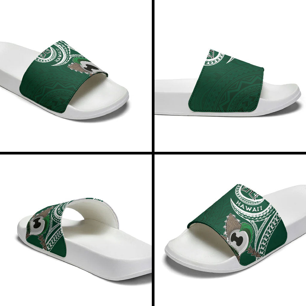 Hawaii Rainbow Warriors Alumni Slide Sandals Ti Maile Lei - Glory For The Warriors LT7 - Polynesian Pride