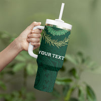 Hawaii Rainbow Warriors Alumni Personalized Tumbler With Handle Ti Maile Lei - Glory For The Warriors LT7 - Polynesian Pride