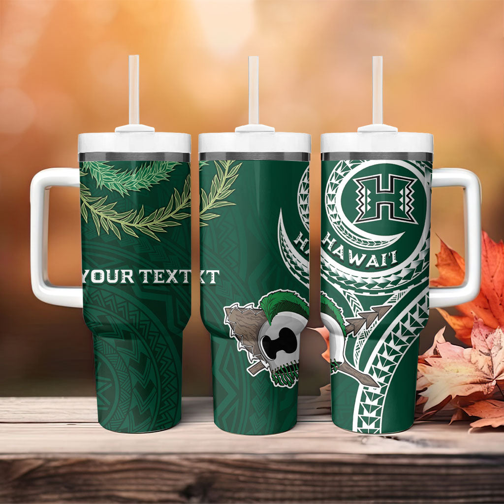 Hawaii Rainbow Warriors Alumni Personalized Tumbler With Handle Ti Maile Lei - Glory For The Warriors LT7 - Polynesian Pride