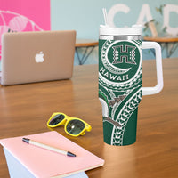 Hawaii Rainbow Warriors Alumni Personalized Tumbler With Handle Ti Maile Lei - Glory For The Warriors LT7 - Polynesian Pride