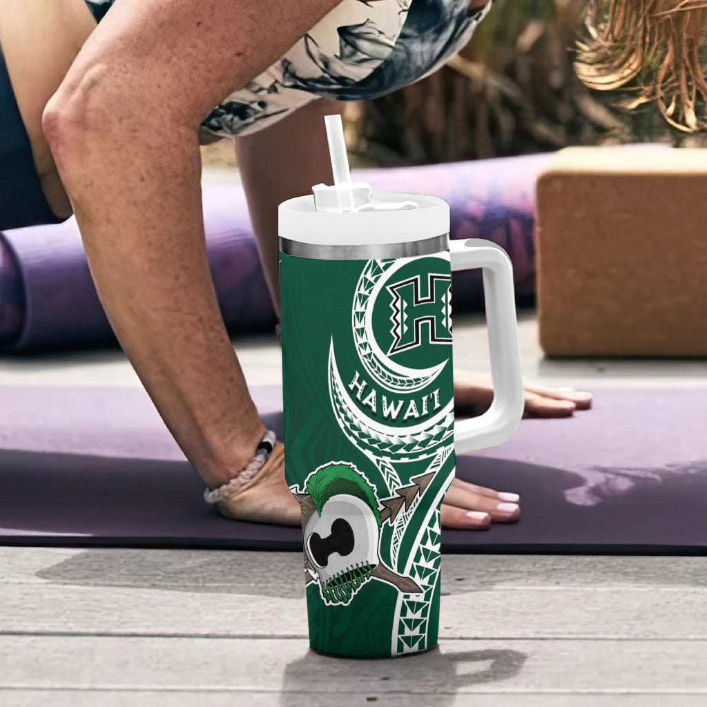 Hawaii Rainbow Warriors Alumni Personalized Tumbler With Handle Ti Maile Lei - Glory For The Warriors LT7 - Polynesian Pride