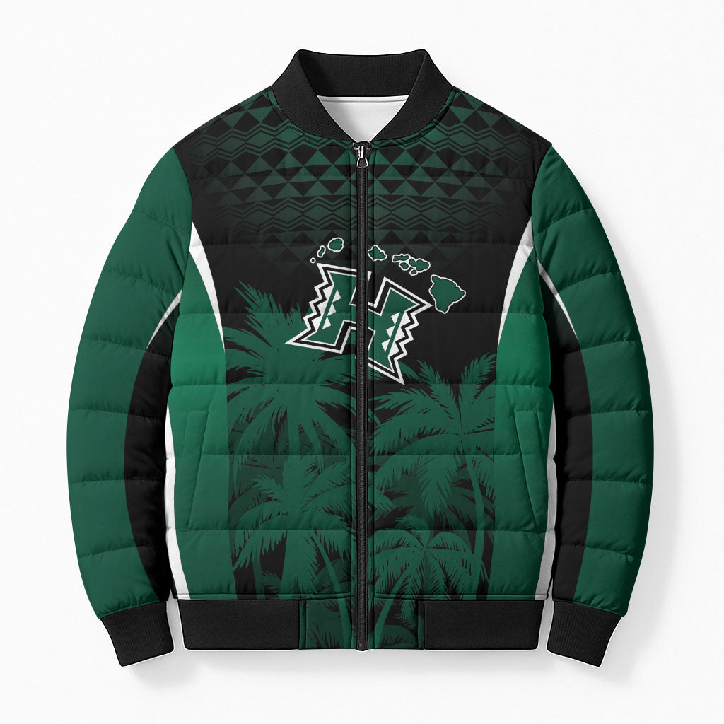Hawaii Rainbow Warriors La'au Pama Personalized Bomber Puffer Jacket LT7 Unisex Black - Polynesian Pride