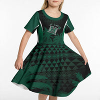 Hawaii Rainbow Warriors La'au Pama Personalized Kid Short Sleeve Dress LT7 - Polynesian Pride