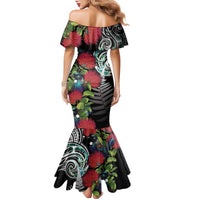 Meri Kirihimete New Zealand Family Matching Mermaid Dress and Hawaiian Shirt Tui on Pohutukawa LT7 - Polynesian Pride