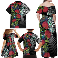 Meri Kirihimete New Zealand Family Matching Off Shoulder Maxi Dress and Hawaiian Shirt Tui on Pohutukawa LT7 - Polynesian Pride