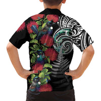 Meri Kirihimete New Zealand Family Matching Short Sleeve Bodycon Dress and Hawaiian Shirt Tui on Pohutukawa LT7 - Polynesian Pride