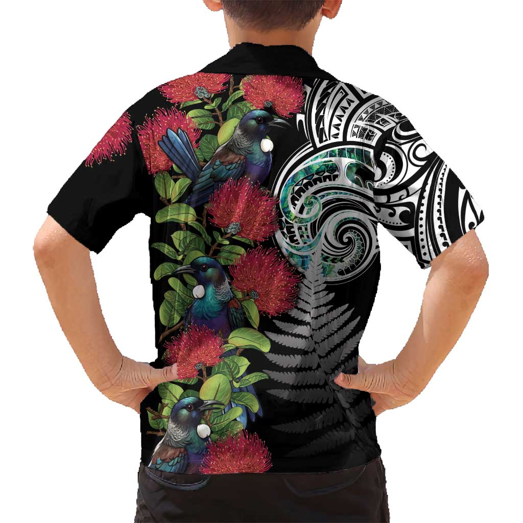 Meri Kirihimete New Zealand Family Matching Tank Maxi Dress and Hawaiian Shirt Tui on Pohutukawa LT7 - Polynesian Pride
