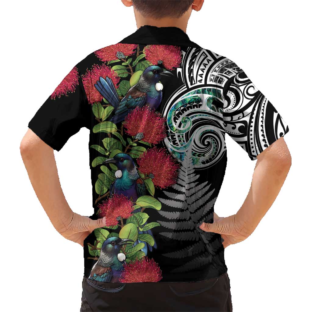 Meri Kirihimete New Zealand Kid Hawaiian Shirt Tui on Pohutukawa