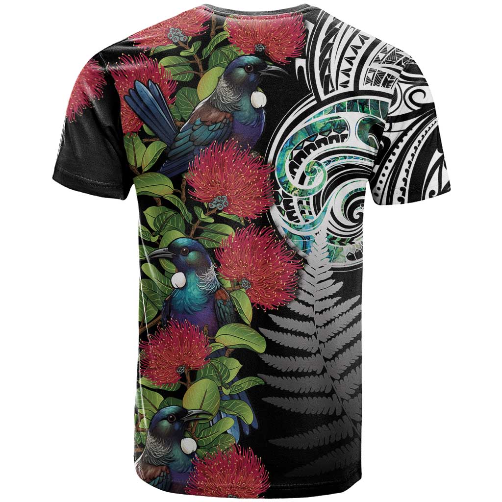 Meri Kirihimete New Zealand T Shirt Tui on Pohutukawa