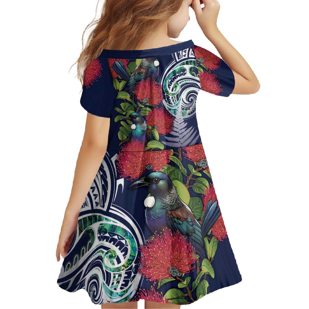 Meri Kirihimete New Zealand Family Matching Off Shoulder Maxi Dress and Hawaiian Shirt Tui on Pohutukawa - Blue Ver LT7 - Polynesian Pride