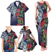 Meri Kirihimete New Zealand Family Matching Tank Maxi Dress and Hawaiian Shirt Tui on Pohutukawa - Blue Ver LT7 - Polynesian Pride