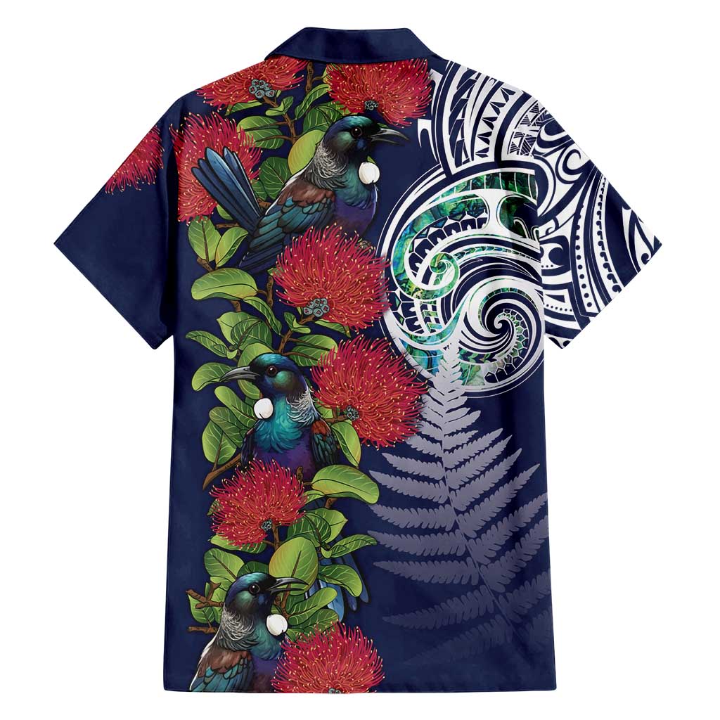 Meri Kirihimete New Zealand Family Matching Tank Maxi Dress and Hawaiian Shirt Tui on Pohutukawa - Blue Ver LT7 - Polynesian Pride