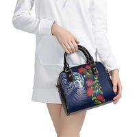 Meri Kirihimete New Zealand Shoulder Handbag Tui on Pohutukawa - Blue Ver LT7 - Polynesian Pride