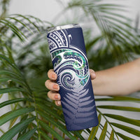 Meri Kirihimete New Zealand Skinny Tumbler Tui on Pohutukawa - Blue Ver LT7 - Polynesian Pride