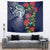 Meri Kirihimete New Zealand Tapestry Tui on Pohutukawa - Blue Ver