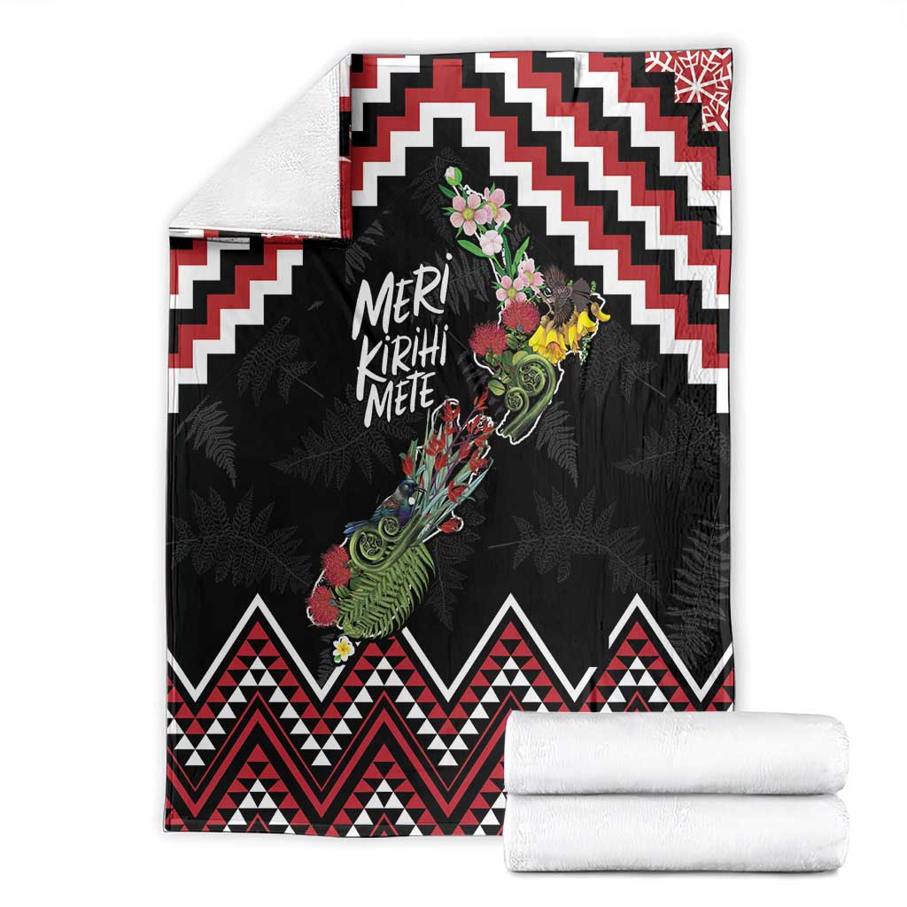 New Zealand Christmas Taniko Poutama Blanket Flora Map with Birds - Polynesian Pride