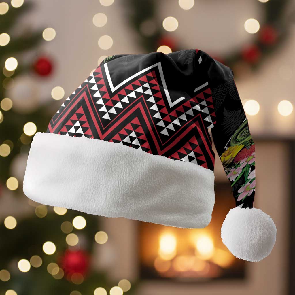 New Zealand Christmas Taniko Poutama Christmas Santa Hat Flora Map with Birds - Polynesian Pride
