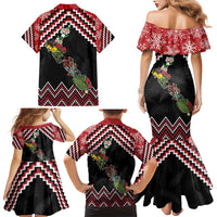 New Zealand Christmas Taniko Poutama Family Matching Mermaid Dress and Hawaiian Shirt Flora Map with Birds LT7 - Polynesian Pride