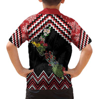 New Zealand Christmas Taniko Poutama Family Matching Off The Shoulder Long Sleeve Dress and Hawaiian Shirt Flora Map with Birds LT7 - Polynesian Pride