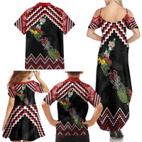 New Zealand Christmas Taniko Poutama Family Matching Summer Maxi Dress and Hawaiian Shirt Flora Map with Birds LT7 - Polynesian Pride