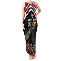New Zealand Christmas Taniko Poutama Family Matching Tank Maxi Dress and Hawaiian Shirt Flora Map with Birds LT7 Mom's Dress Red - Polynesian Pride