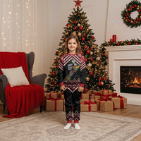 New Zealand Christmas Taniko Poutama Christmas Pajama Set Flora Map with Birds - Polynesian Pride