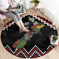 New Zealand Christmas Taniko Poutama Round Carpet Flora Map with Birds LT7 - Polynesian Pride