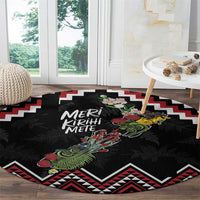 New Zealand Christmas Taniko Poutama Round Carpet Flora Map with Birds LT7 - Polynesian Pride