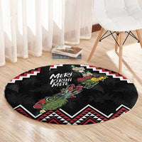 New Zealand Christmas Taniko Poutama Round Carpet Flora Map with Birds LT7 - Polynesian Pride
