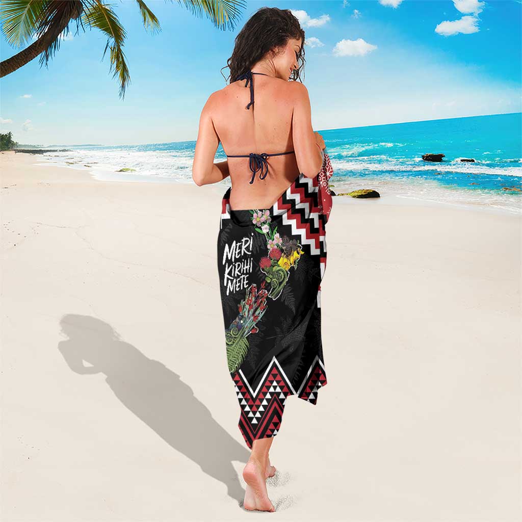 New Zealand Christmas Taniko Poutama Sarong Flora Map with Birds - Polynesian Pride