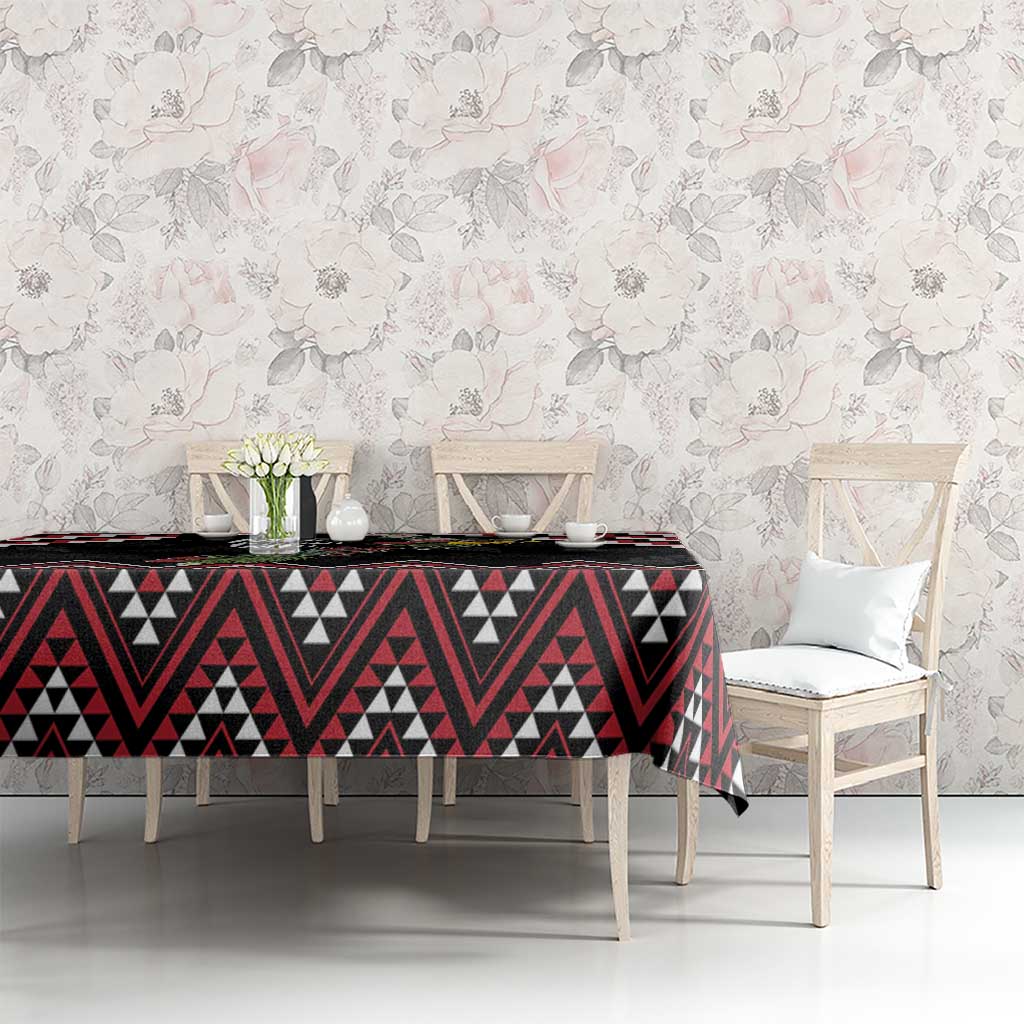 New Zealand Christmas Taniko Poutama Tablecloth Flora Map with Birds - Polynesian Pride