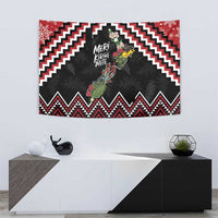 New Zealand Christmas Taniko Poutama Tapestry Flora Map with Birds - Polynesian Pride