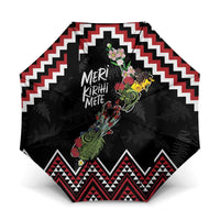 New Zealand Christmas Taniko Poutama Umbrella Flora Map with Birds LT7 One Size Folded 11.42 inch Opened Diameter 37.4 inch Red - Polynesian Pride