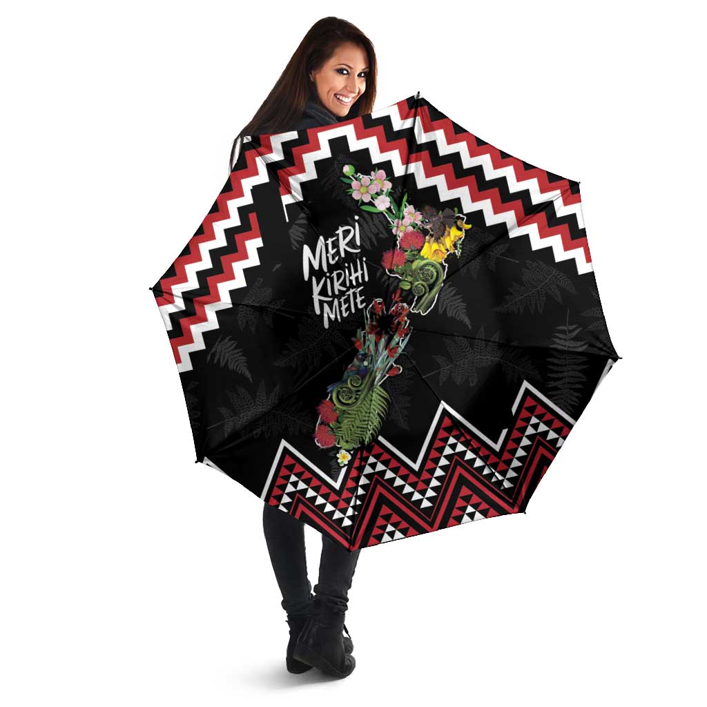 New Zealand Christmas Taniko Poutama Umbrella Flora Map with Birds LT7 - Polynesian Pride