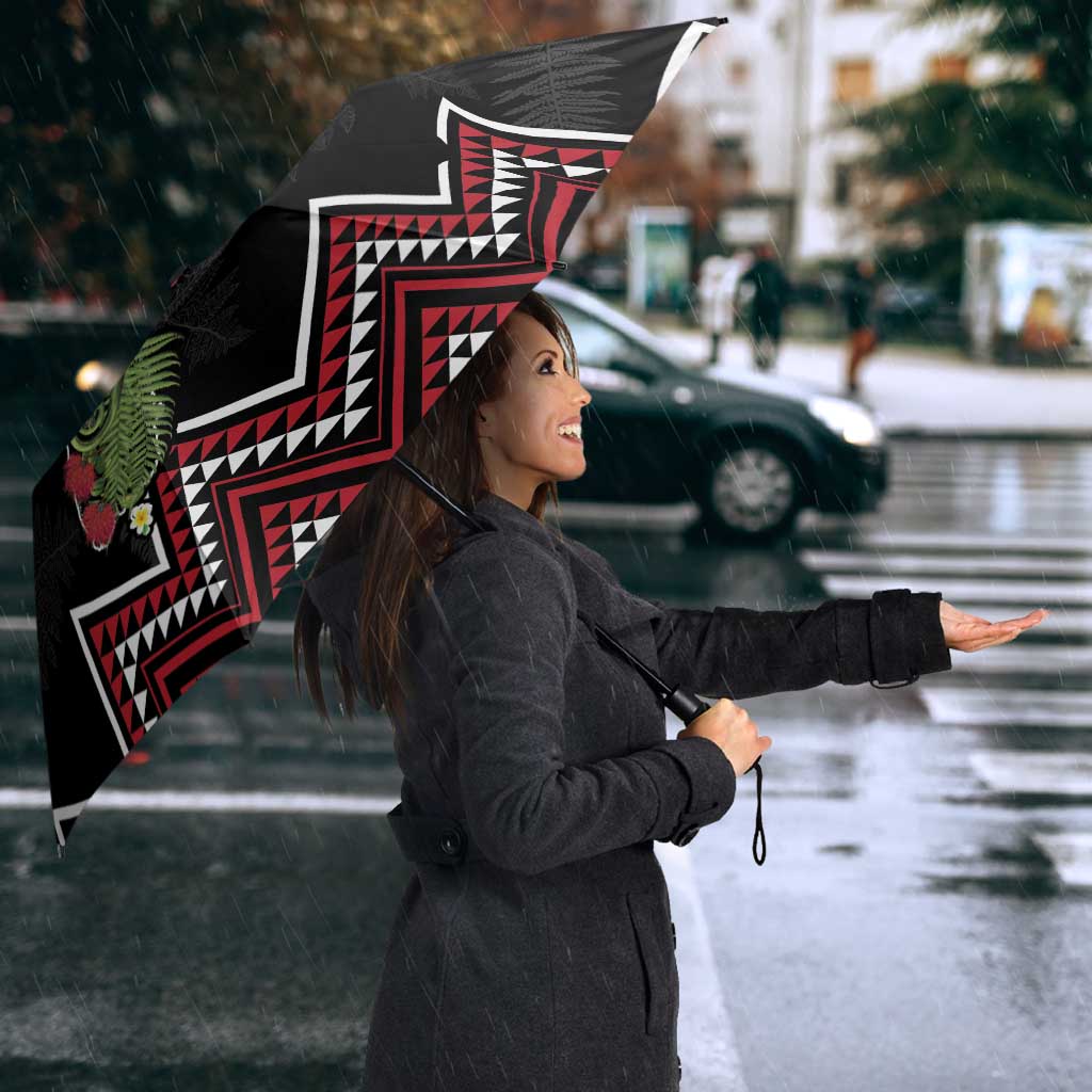 New Zealand Christmas Taniko Poutama Umbrella Flora Map with Birds LT7 - Polynesian Pride