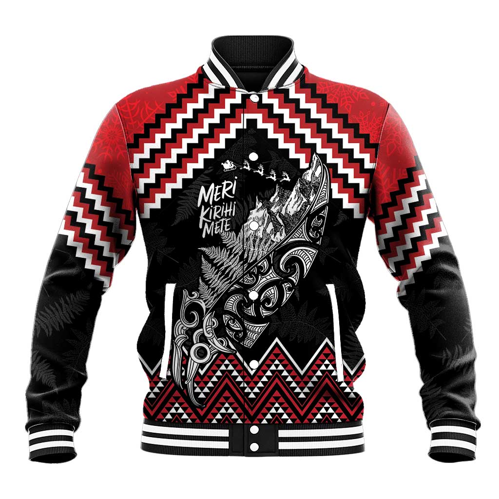 New Zealand Christmas Taniko Poutama Baseball Jacket Mountainscape Maori Fern - Polynesian Pride