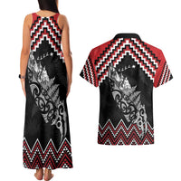 New Zealand Christmas Taniko Poutama Couples Matching Tank Maxi Dress and Hawaiian Shirt Mountainscape Maori Fern LT7 - Polynesian Pride