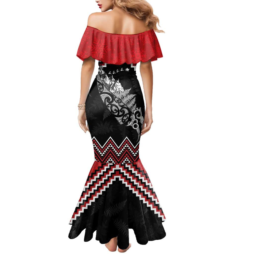 New Zealand Christmas Taniko Poutama Family Matching Mermaid Dress and Hawaiian Shirt Mountainscape Maori Fern LT7 - Polynesian Pride