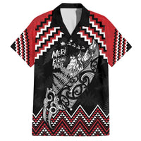 New Zealand Christmas Taniko Poutama Family Matching Off The Shoulder Long Sleeve Dress and Hawaiian Shirt Mountainscape Maori Fern LT7 Dad's Shirt - Short Sleeve Black - Polynesian Pride