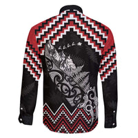 New Zealand Christmas Taniko Poutama Family Matching Off The Shoulder Long Sleeve Dress and Hawaiian Shirt Mountainscape Maori Fern LT7 - Polynesian Pride
