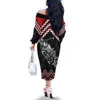 New Zealand Christmas Taniko Poutama Family Matching Off The Shoulder Long Sleeve Dress and Hawaiian Shirt Mountainscape Maori Fern LT7 - Polynesian Pride