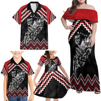 New Zealand Christmas Taniko Poutama Family Matching Off Shoulder Maxi Dress and Hawaiian Shirt Mountainscape Maori Fern LT7 - Polynesian Pride